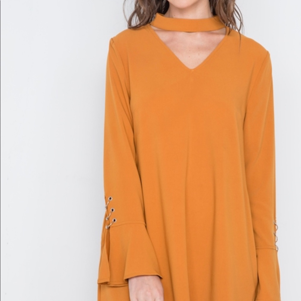 Long Sleeve Camel Dress